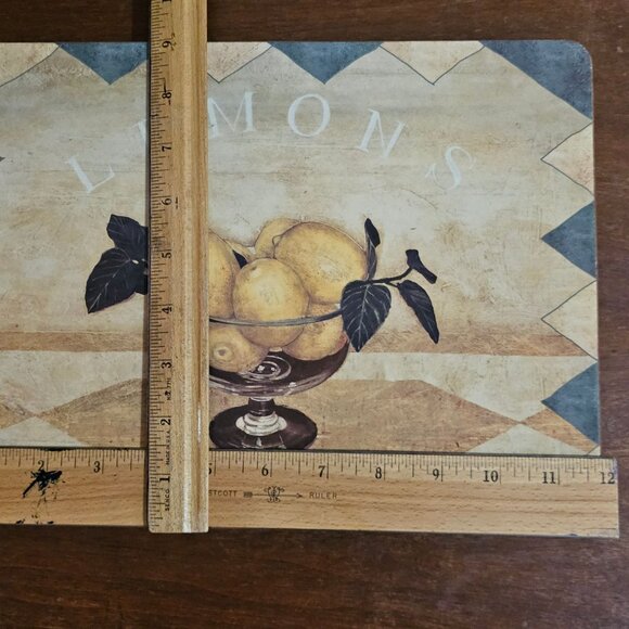 Pimpernel English Lemons Trivet Casserole Stand 8" cork backed vtg artist S.Hely - Picture 4 of 8